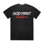 Load image into Gallery viewer, Organic Orange Stone Washed God First Tee