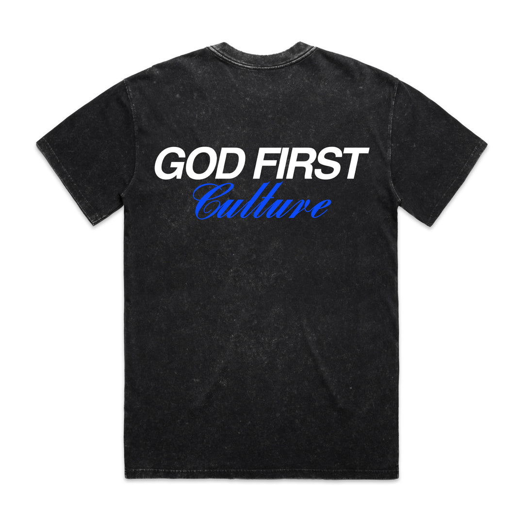 Heavenly Blue Stone Washed God First Tee