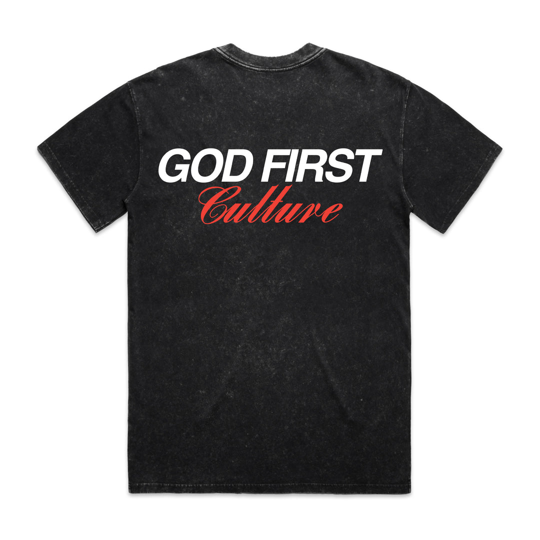 Organic Orange Stone Washed God First Tee